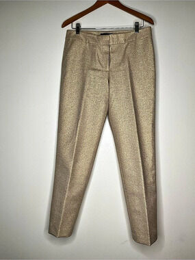 Talbots Metallic Straight Leg Trousers in Gold Size 6 Like New